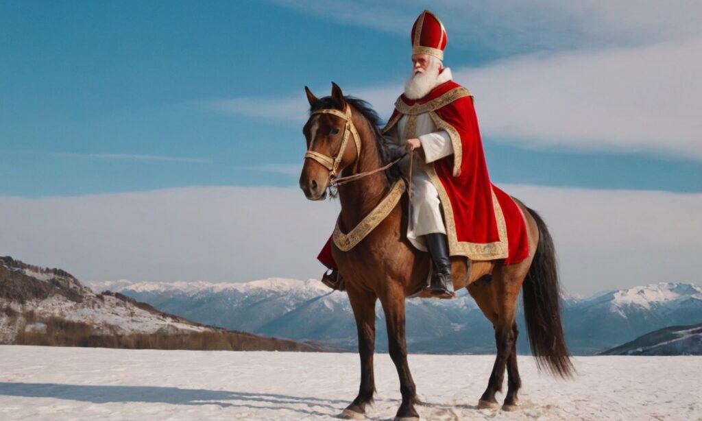 san nicolas de bari montando a caballo