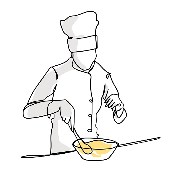 dibujo de cocinero haciendo una receta