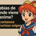 "Ilustración de estilo anime con texto ¿Sabías de dónde viene el anime? Te contamos su curioso origen.