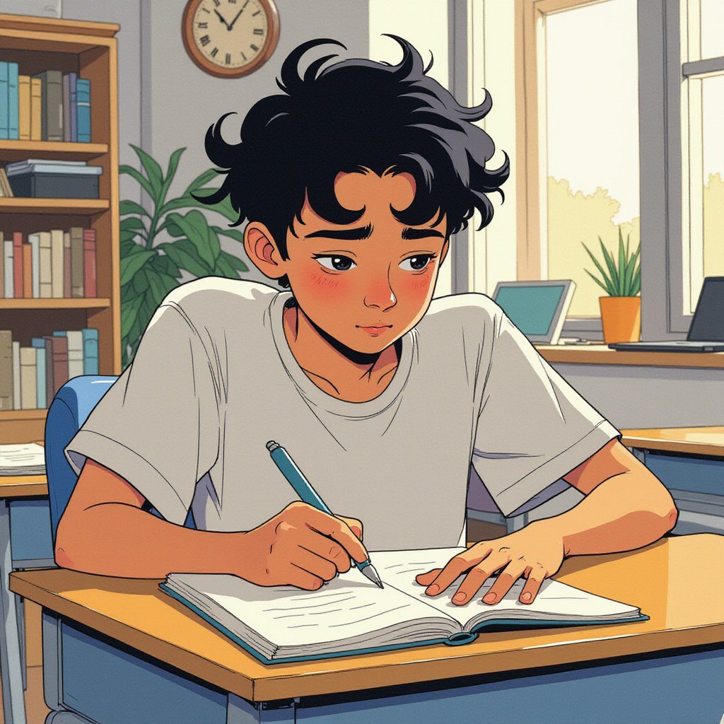 joven escribiendo anime