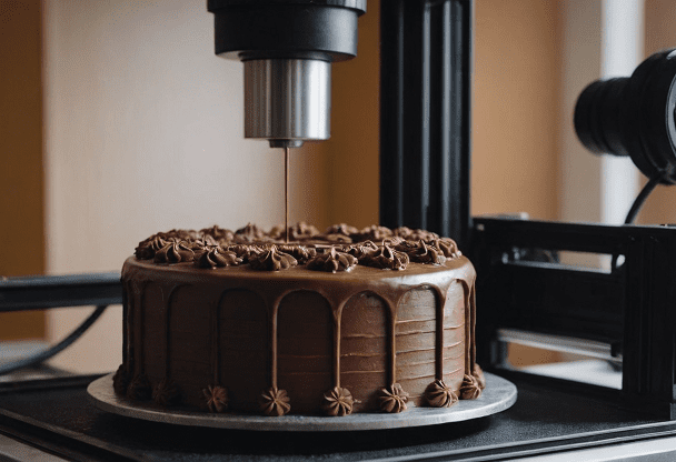 una torta de chocolate hecha con una impresora 3d